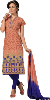 

Khushali Chanderi Self Design, Embroidered Salwar Suit Dupatta Material(Un-stitched), Dark blue;pink