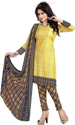 

Women Latest Fancy Designer Salwar Suit Crepe Printed Salwar Suit Dupatta Material(Un-stitched), Multicolor