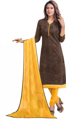 

Jiya Chanderi Self Design, Embroidered Salwar Suit Dupatta Material(Un-stitched), Brown;yellow