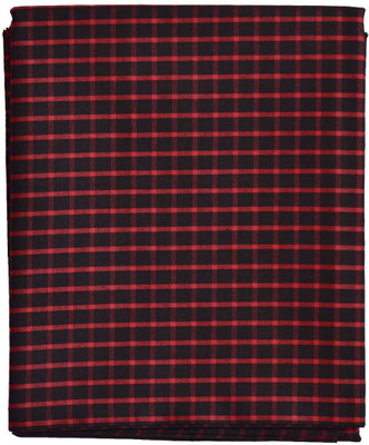 

British Terminal Cotton Checkered Shirt Fabric(Un-stitched), Black