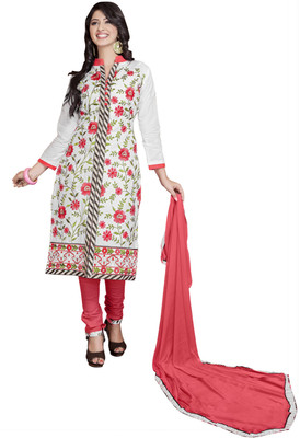 

Khushali Cotton Self Design, Embroidered Salwar Suit Dupatta Material(Un-stitched), Pink;white