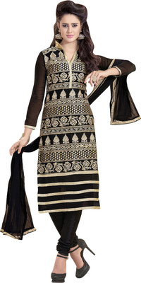 

Jiya Georgette Self Design, Embroidered Salwar Suit Dupatta Material(Un-stitched), Black