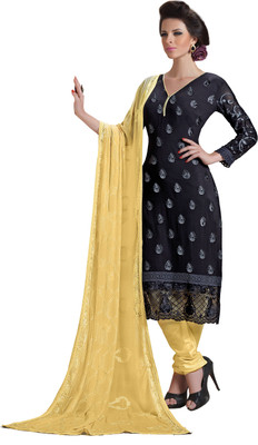

Khushali Chiffon Self Design, Embroidered Salwar Suit Dupatta Material(Un-stitched), Beige;black