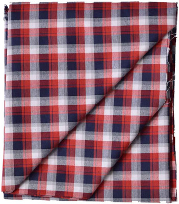 

British Terminal Cotton Checkered Shirt Fabric(Un-stitched), Red