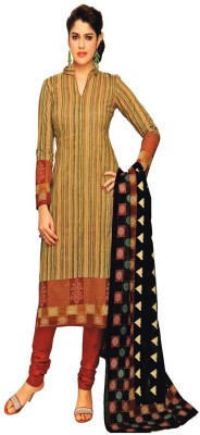 

Javuli Cotton Printed Salwar Suit Dupatta Material(Un-stitched), Brown