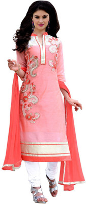 

K D Collection Chanderi Embroidered Salwar Suit Dupatta Material(Un-stitched), Peach
