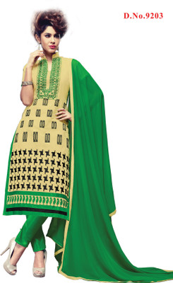 

Shree Vardhman Chanderi Embroidered Salwar Suit Dupatta Material(Un-stitched), Chiku