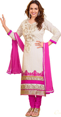 

Vardhman Synthetics Cotton Embroidered Dress/Top Material(Un-stitched), White