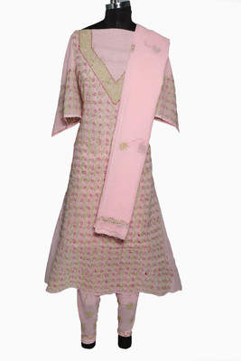 

Sai Chikan Cotton Embroidered Salwar Suit Dupatta Material(Un-stitched), Pink