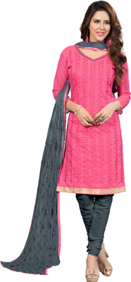 

Khushali Chanderi Embroidered Salwar Suit Dupatta Material(Un-stitched), Grey;pink
