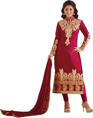 

Khushali Silk Self Design, Embroidered, Embellished Salwar Suit Dupatta Material(Un-stitched), Purple