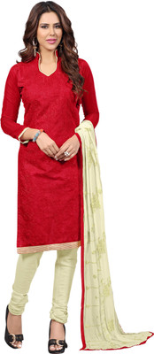 

Khushali Chanderi Self Design, Embroidered Salwar Suit Dupatta Material(Un-stitched), Maroon