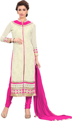 

Jiya Georgette Self Design, Embroidered Salwar Suit Dupatta Material(Un-stitched), Pink;white