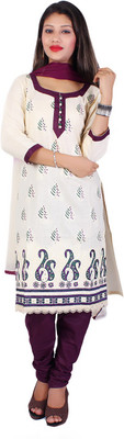 

Roohi Cotton Embroidered Salwar Suit Dupatta Material(Un-stitched), Beige