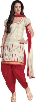 

Jiya Chanderi Self Design, Embellished, Embroidered Salwar Suit Dupatta Material(Un-stitched), Cream;red