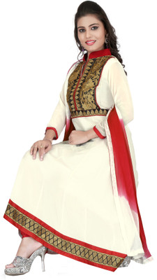 

Jiya Georgette Self Design, Embroidered Salwar Suit Dupatta Material(Un-stitched), White