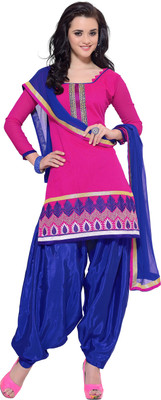 

Jiya Chanderi Self Design, Embroidered Salwar Suit Dupatta Material(Un-stitched), Blue;pink
