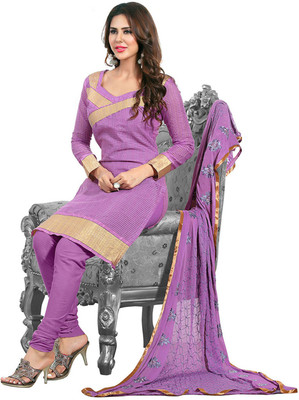 

Vandv Shop Chanderi Printed Salwar Suit Dupatta Material(Un-stitched), Purple