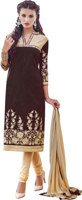

Jiya Silk Self Design, Embroidered Salwar Suit Dupatta Material(Un-stitched), Beige;brown