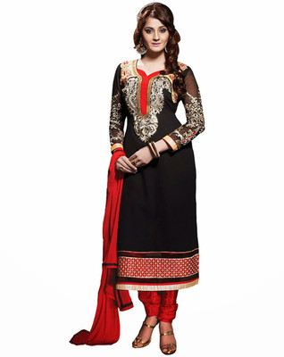 

Morli Georgette Self Design Salwar Suit Dupatta Material(Un-stitched), Black