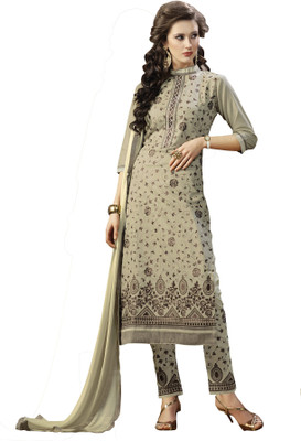 

Khushali Cotton Self Design, Embroidered Salwar Suit Dupatta Material(Un-stitched), Beige