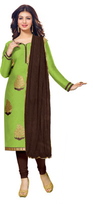 

Jiya Chanderi Self Design, Embroidered Salwar Suit Dupatta Material(Un-stitched), Brown;light green
