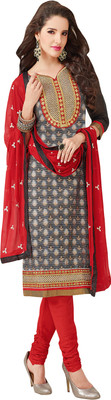 

Tamanna Fashions Cotton Graphic Print Salwar Suit Dupatta Material(Un-stitched), Grey