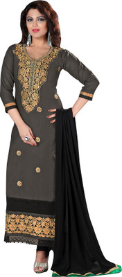

Araja Cotton Embroidered Semi-stitched Salwar Suit Dupatta Material, Black