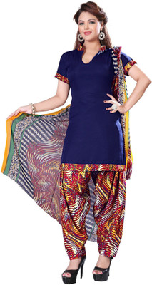 

Trendz Apparels Crepe Printed Dress/Top Material(Un-stitched), Blue