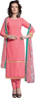 

Vandv Shop Chiffon Embroidered Salwar Suit Dupatta Material(Un-stitched), Pink;green
