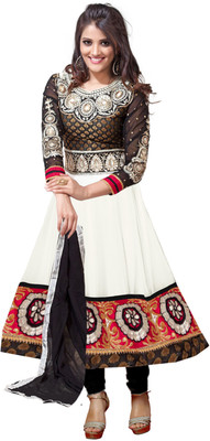 

Jiya Georgette Self Design, Embroidered Salwar Suit Dupatta Material(Un-stitched), Black;white