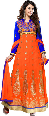 

Jiya Georgette Self Design, Embroidered Salwar Suit Dupatta Material(Un-stitched), Blue;orange