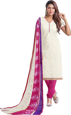 

Jiya Chanderi Self Design, Embroidered Salwar Suit Dupatta Material(Un-stitched), Pink;white