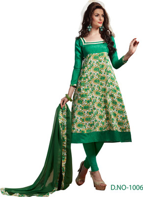 

Trendz Apparels Cotton Silk Blend Floral Print Salwar Suit Dupatta Material(Un-stitched), Green