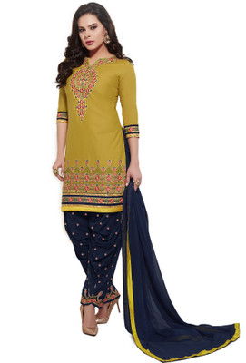 

Jiya Cotton Self Design, Embroidered Salwar Suit Dupatta Material(Un-stitched), Blue;green