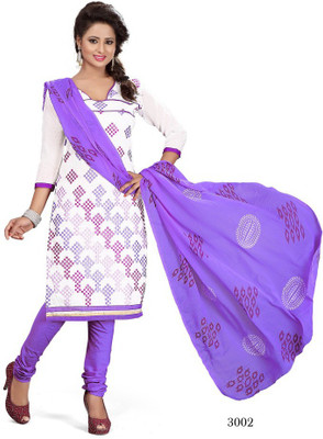 

Trendz Apparels Chanderi Embroidered Dress/Top Material(Un-stitched), White