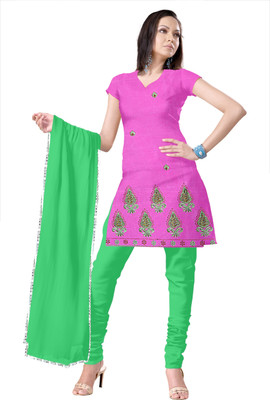 

Party Wear Dresses Cotton Embroidered Salwar Suit Dupatta Material(Un-stitched), Pink