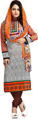 Trendz Apparels Chiffon Houndstooth Salwar Suit Dupatta Material(Un-stitched), Grey
