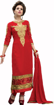 

Parishi Fashion Georgette Embroidered Salwar Suit Dupatta Material(Un-stitched), Multi color