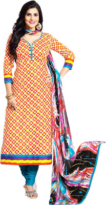 

Dfolks Cotton Printed Salwar Suit Dupatta Material(Un-stitched), Orange