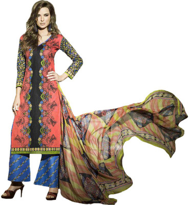 

Party Wear Dresses Cotton Printed Semi-stitched Salwar Suit Dupatta Material, Multicolor
