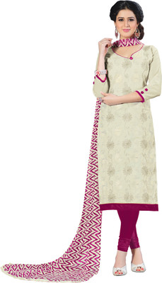 

Jiya Cotton Self Design, Embroidered Salwar Suit Dupatta Material(Un-stitched), Beige;pink;white