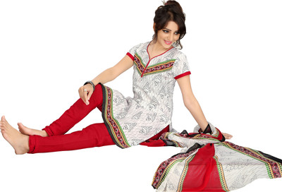 

Jiya Cotton Self Design, Printed Salwar Suit Dupatta Material(Un-stitched), White