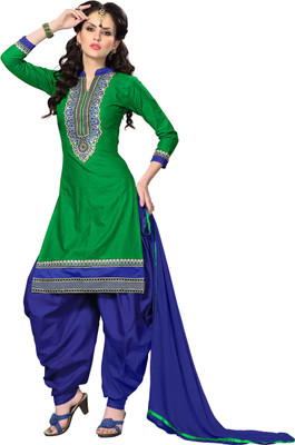 

Khushali Cotton Solid, Embroidered Salwar Suit Dupatta Material(Un-stitched), Blue;green