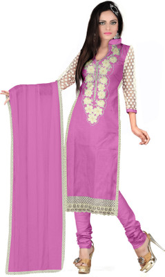 

Khushali Chanderi Self Design, Embroidered, Embellished Salwar Suit Dupatta Material(Un-stitched), Rani
