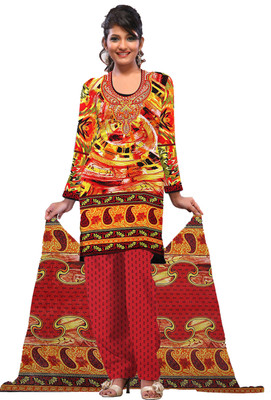 

Anshul Textile Crepe Printed Salwar Suit Dupatta Material(Un-stitched), Multicolor