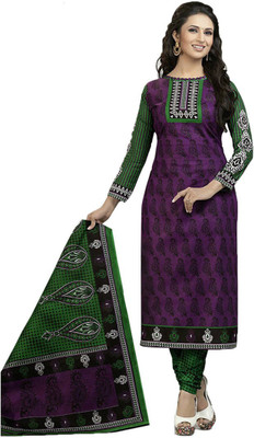 

Party Wear Dresses Cotton Printed Salwar Suit Dupatta Material(Un-stitched), Purple