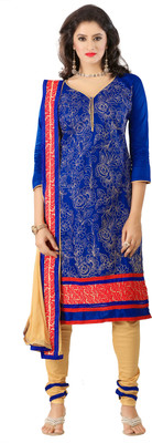 

Khushali Cotton Self Design, Embroidered Salwar Suit Dupatta Material(Un-stitched), Beige;blue