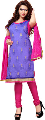 

Khushali Chanderi Self Design, Embroidered Dress/Top Material(Un-stitched), Pink;purple
