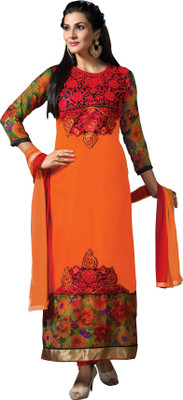 

Trendz Apparels Georgette Embroidered Dress/Top Material(Un-stitched), Orange